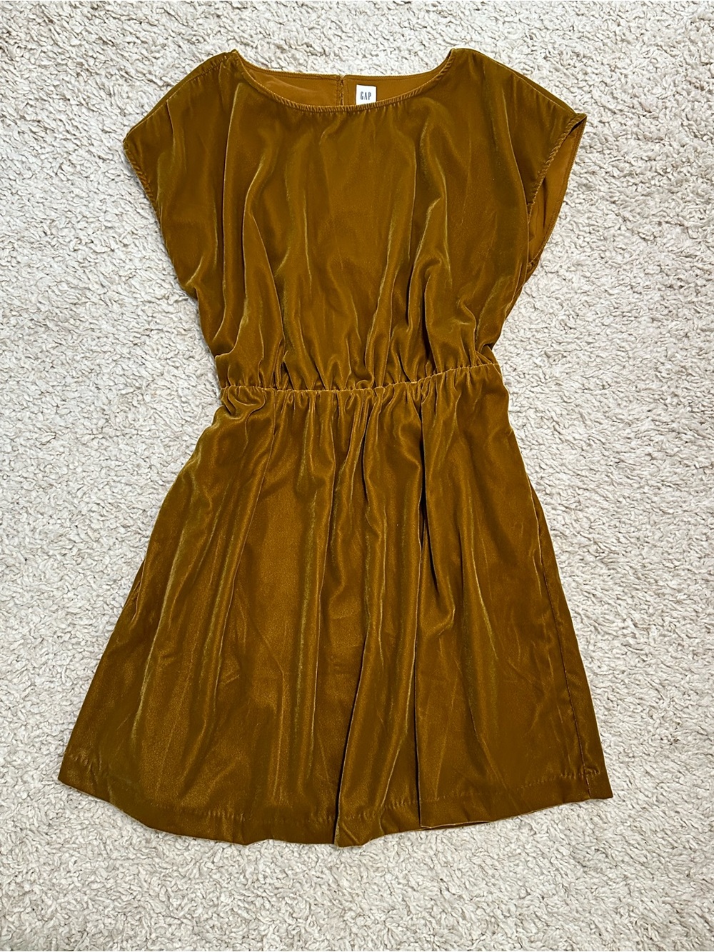 NWT Velvet Dress in Gold Mustard
